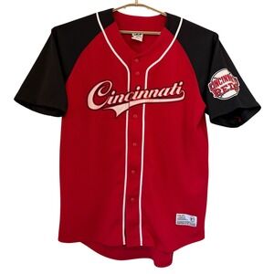 Cincinnati Reds Baseball Jersey Mens XL Red Black Button Up Dynasty MLB VTG